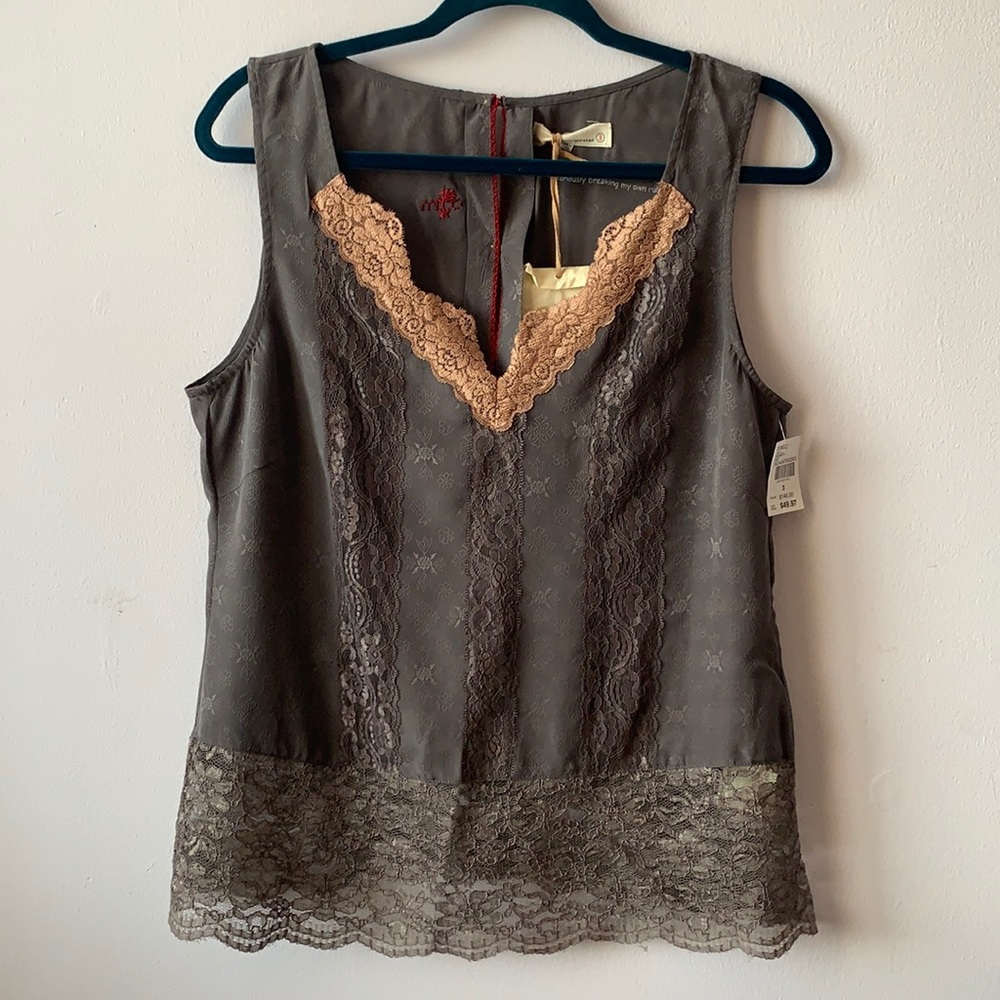 ANTHROPOLOGIE | Boho Lace Sleeveless Blouse • Small